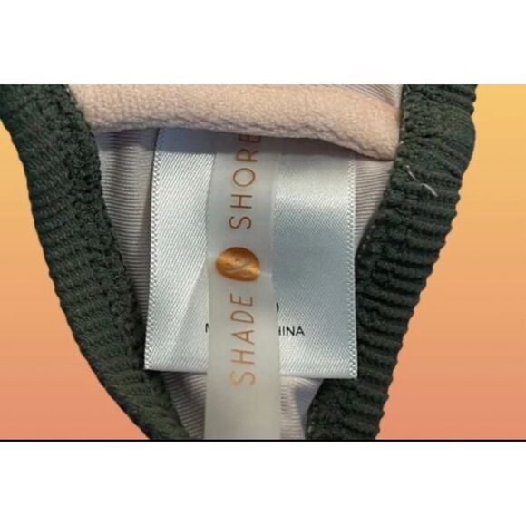 Shade & Shore Olive Green Plunge Ribbed Bikini Top Size 36D - Picture 5 of 7